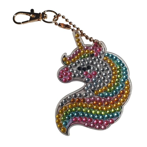 Unicorn Bling Keychain Bookbag Luggage Charm Sparkly Acrylic Rhinestone Gift - Picture 5 of 5
